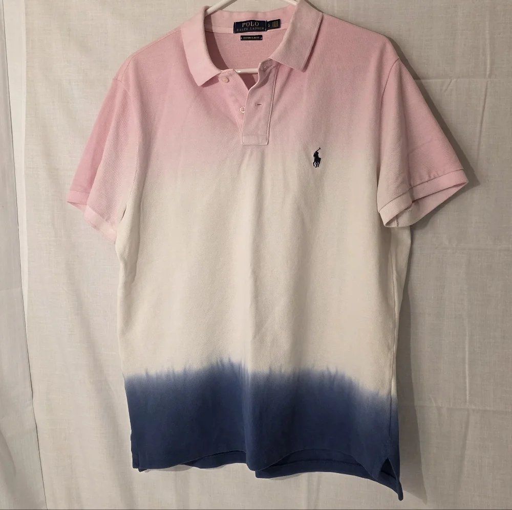 Ralph Lauren Polo in Pink, Blue, White Ombre Sz Large, Custom Slim Fit